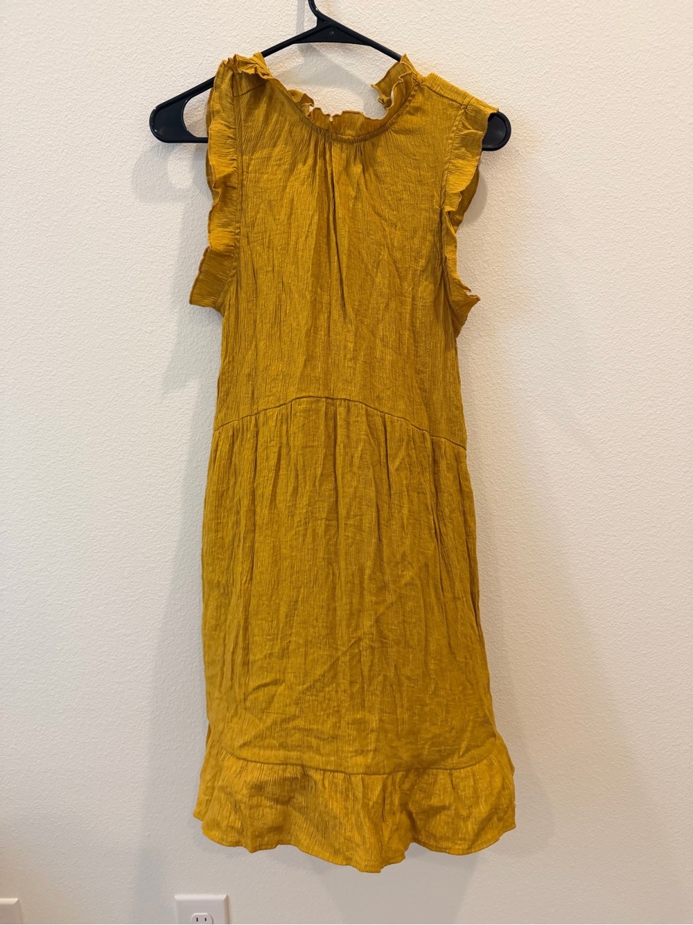 Pinch Mustard Ruffle-Neck Sleeveless Midi Dress